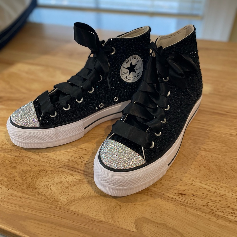 Converse covered in crystals size 7